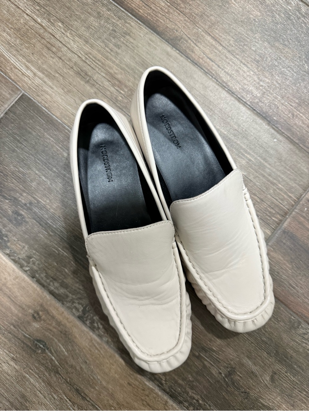 Nordstrom Women’s Cream Leather Slip-On Loafers